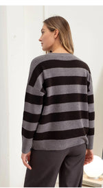 Striped Crew Long Sleeve Knit Sweater