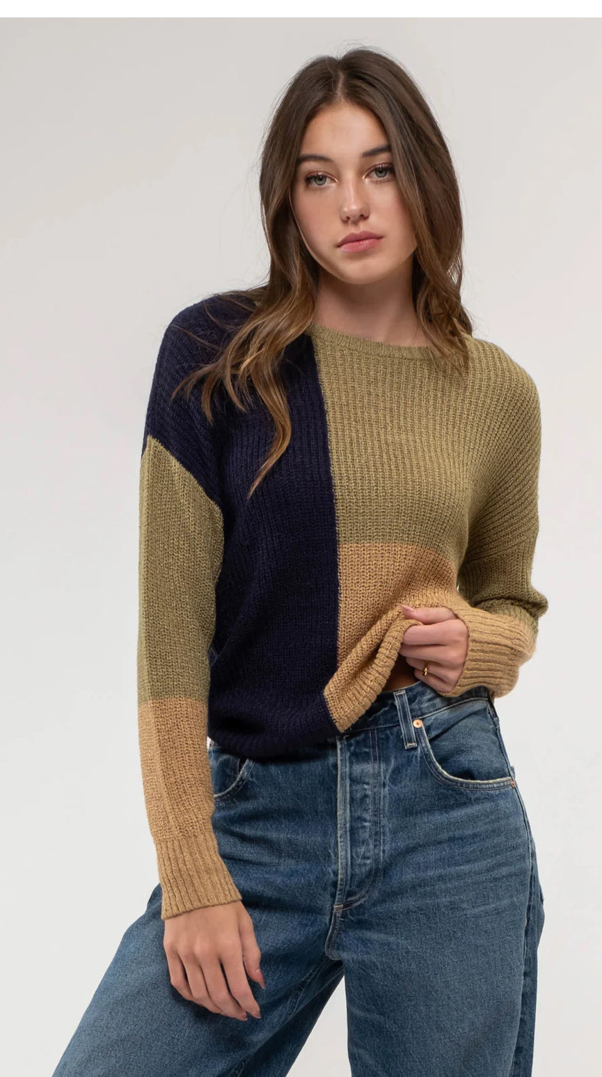 Colorblock Knit Pullover Sweater