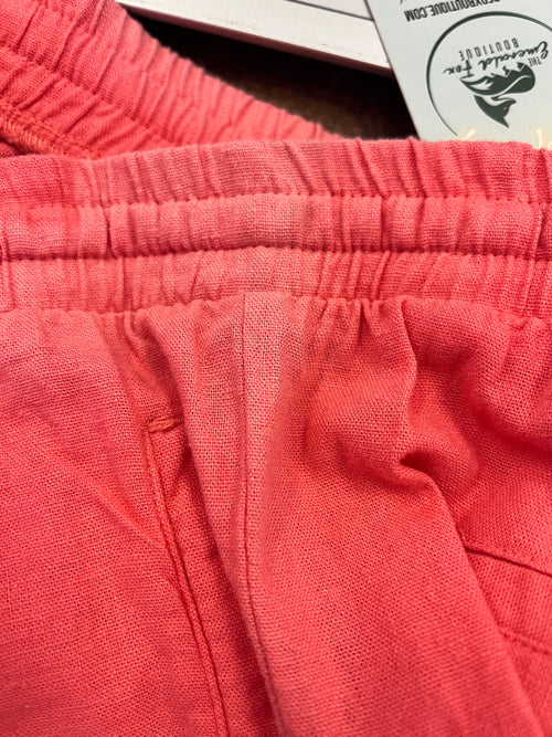 Linen-Blend Fitted Pants