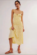 Pre-Loved Free People Lavender Daze Strawberry Print Smocked Midi Dress
