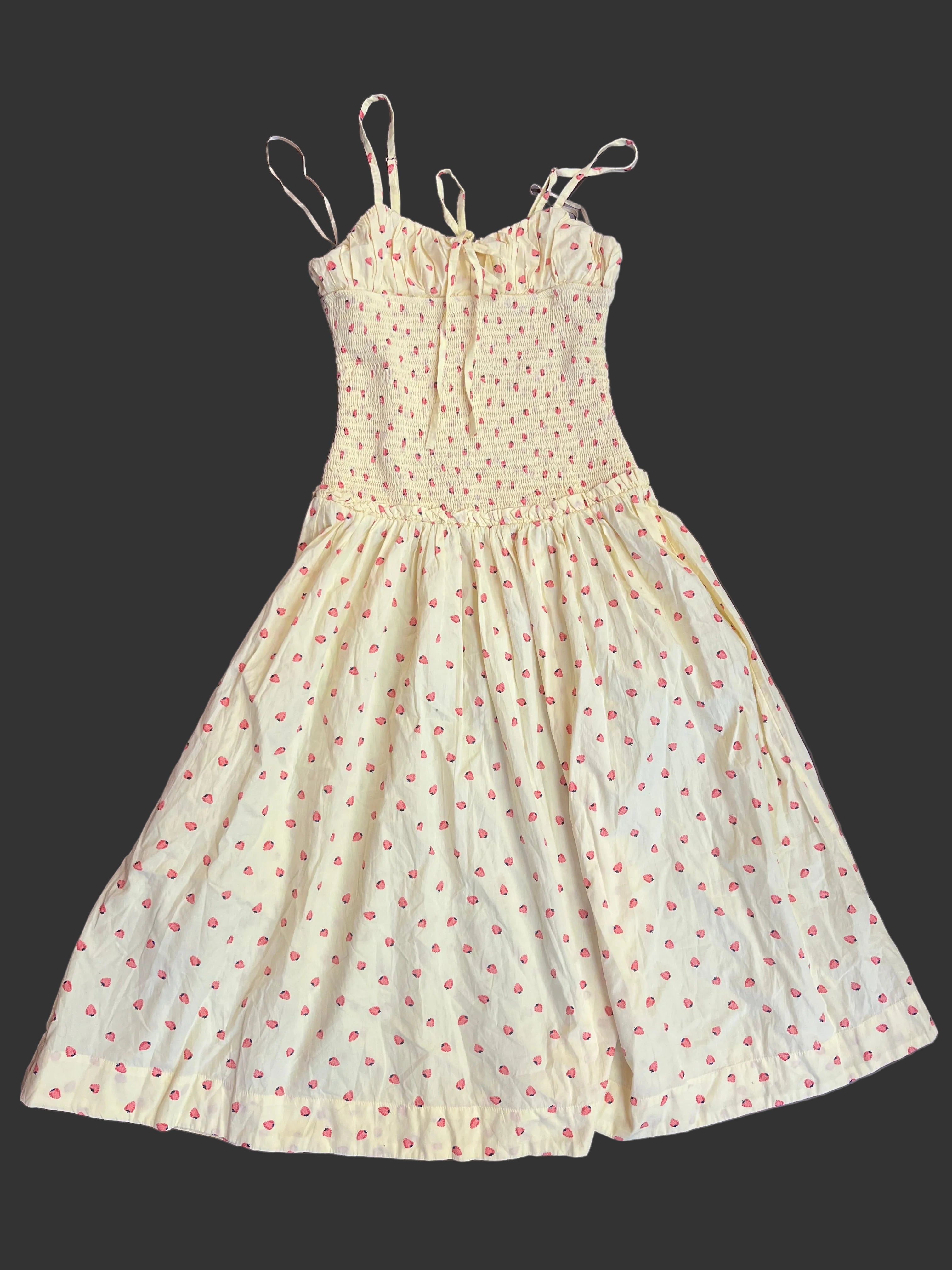 Pre-Loved Free People Lavender Daze Strawberry Print Smocked Midi Dress