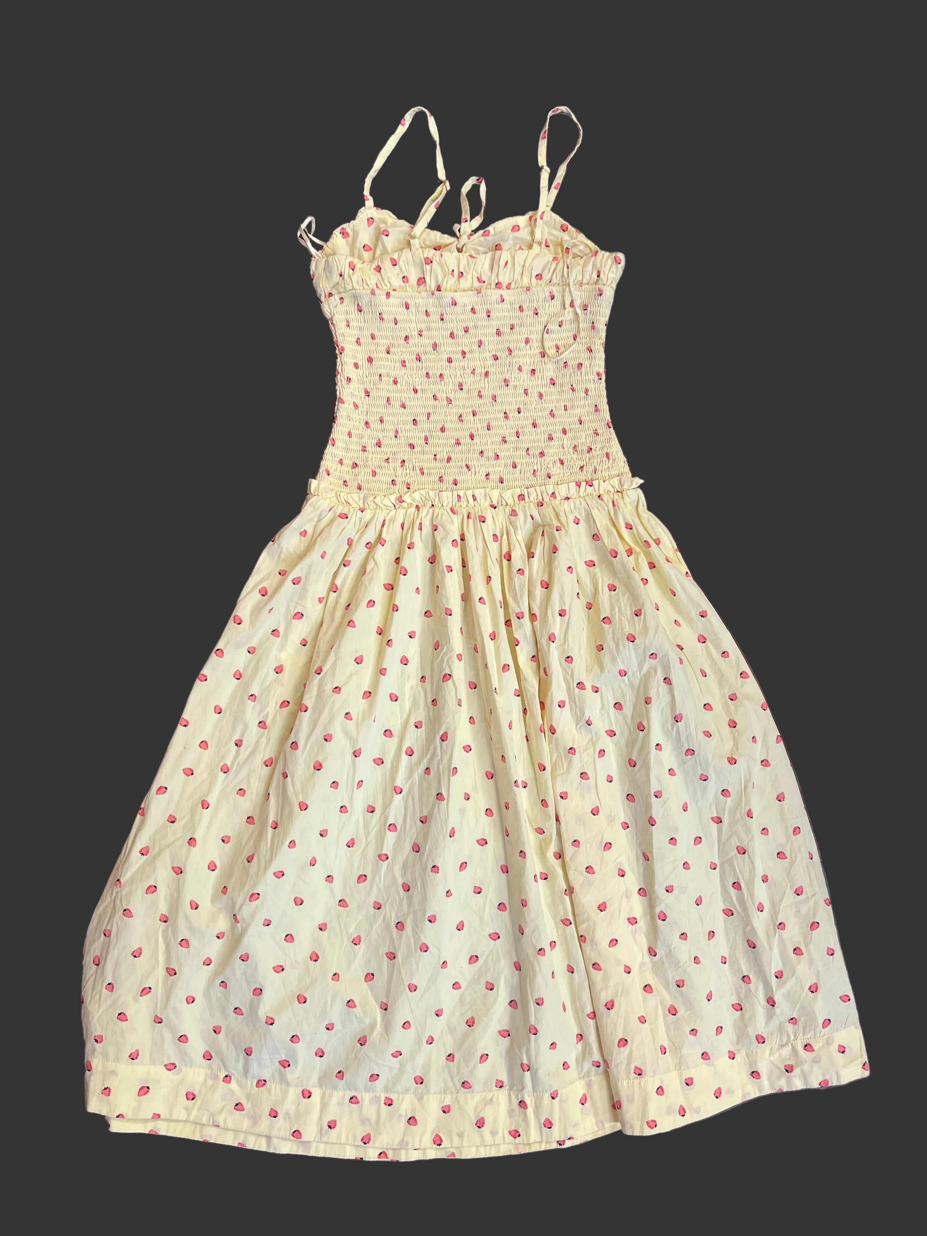 Pre-Loved Free People Lavender Daze Strawberry Print Smocked Midi Dress
