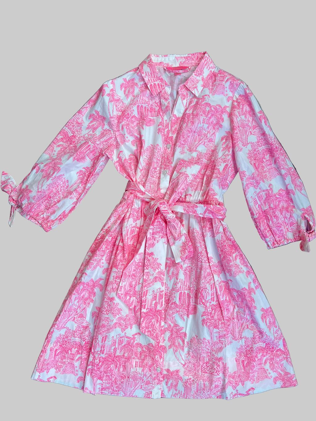 Lilly Pulitzer Amrita 3/4 Sleeve Cotton Shirtdress | Resort White PB Anniversary Toile