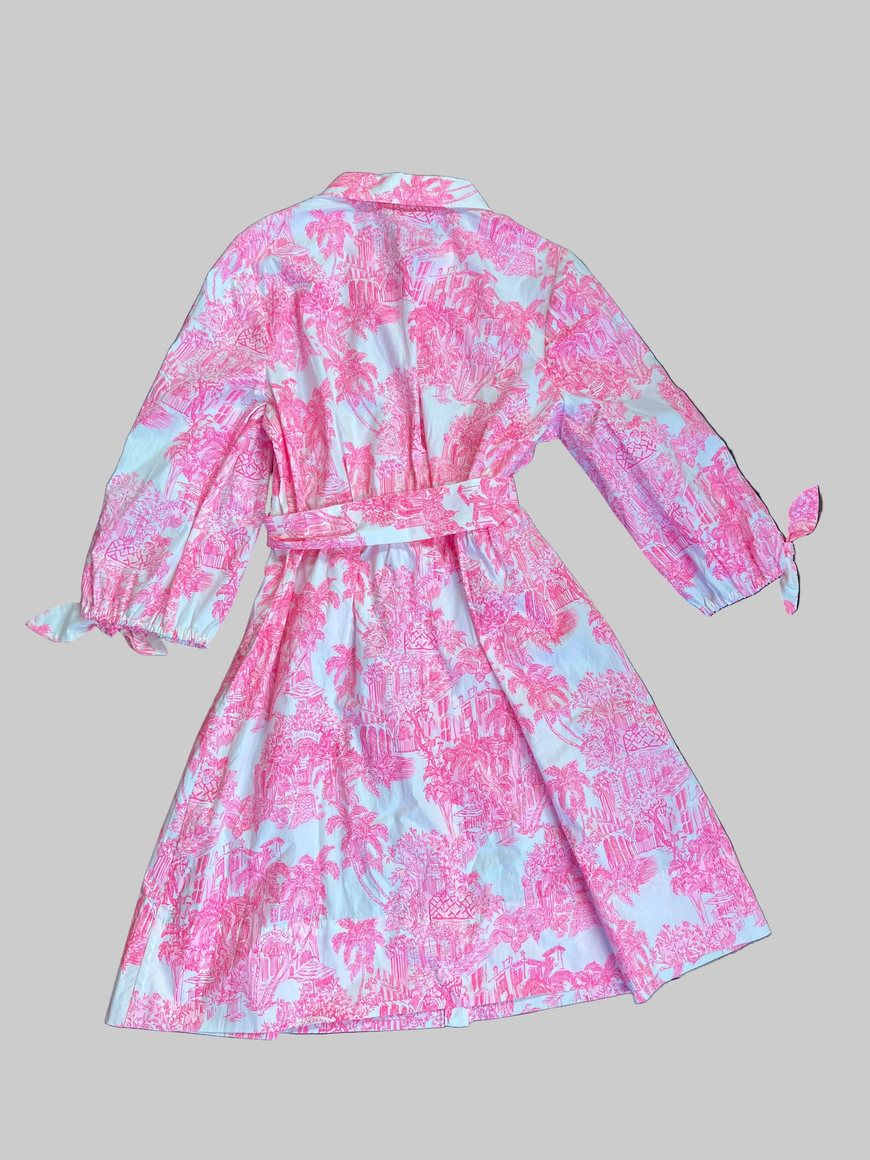 Lilly Pulitzer Amrita 3/4 Sleeve Cotton Shirtdress | Resort White PB Anniversary Toile