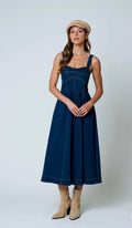 Sweetheart Corset Denim Midi Dress