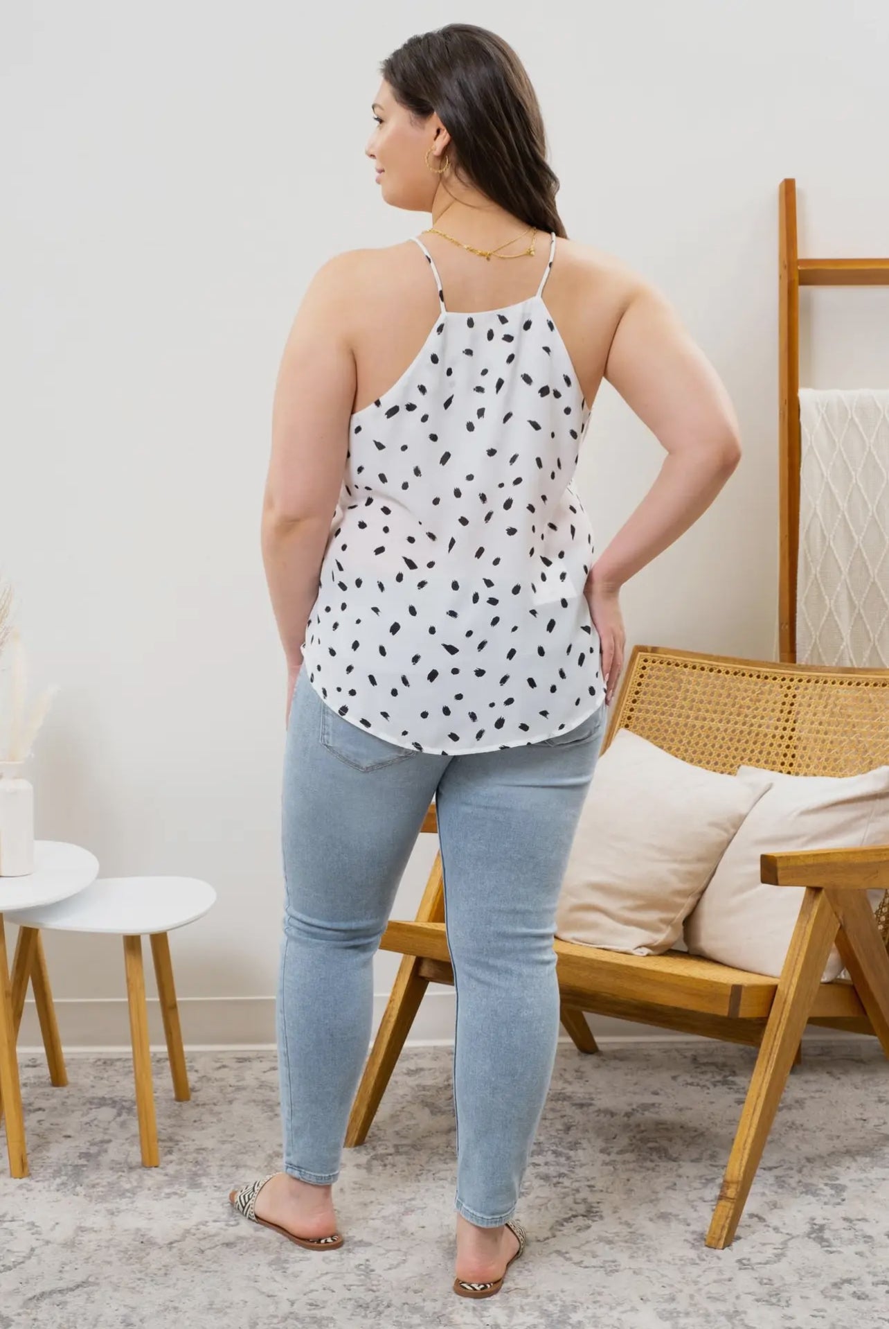 Plus Size Brush Stroke Halter Top.