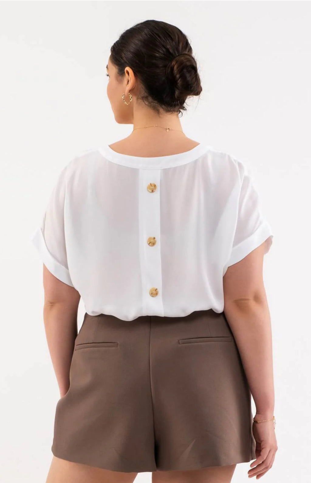 Plus Size Split Neck Front Pocket Top