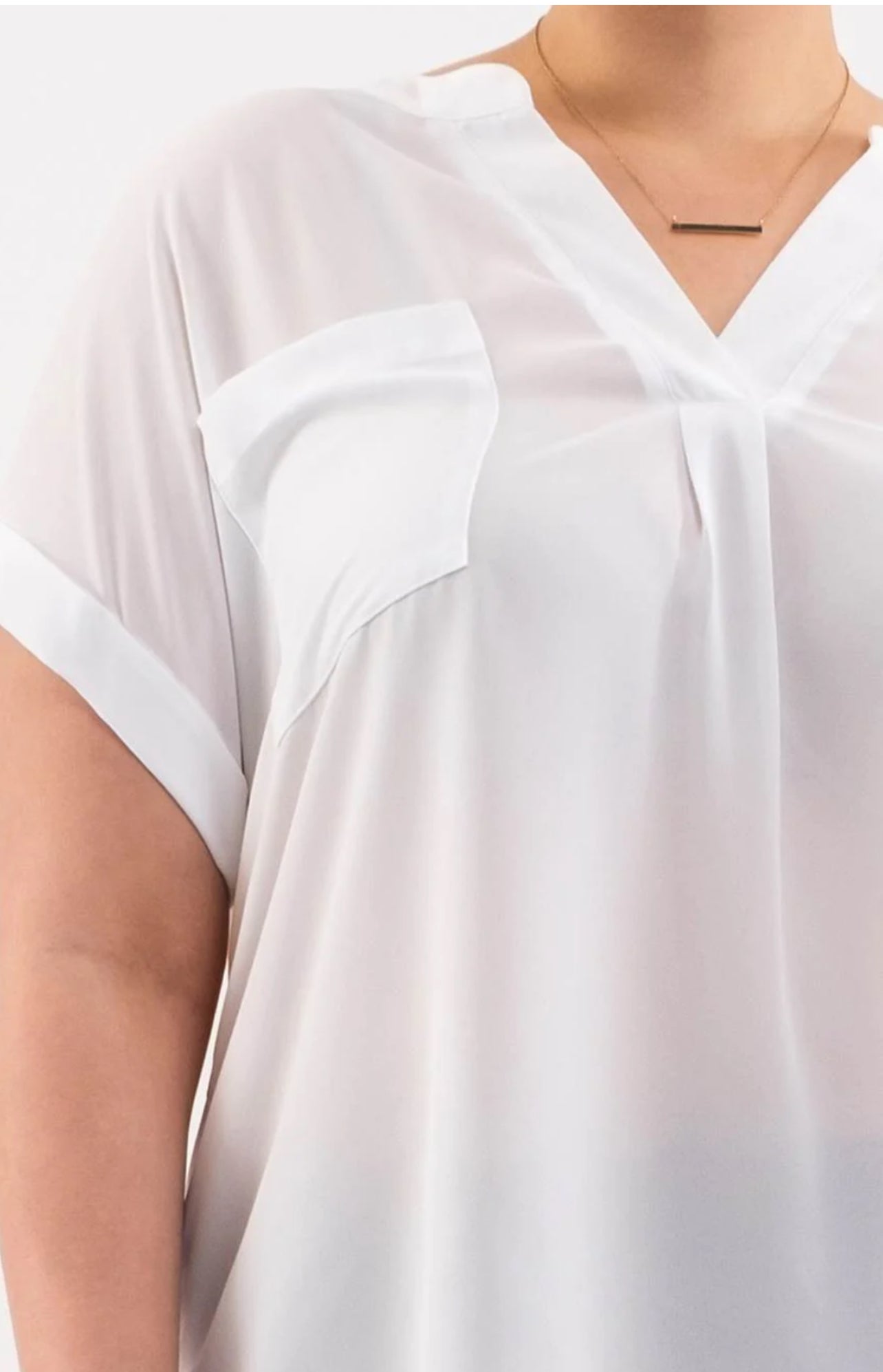 Plus Size Split Neck Front Pocket Top