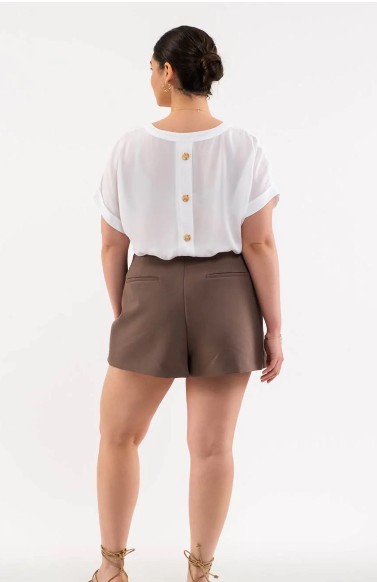 Plus Size Split Neck Front Pocket Top