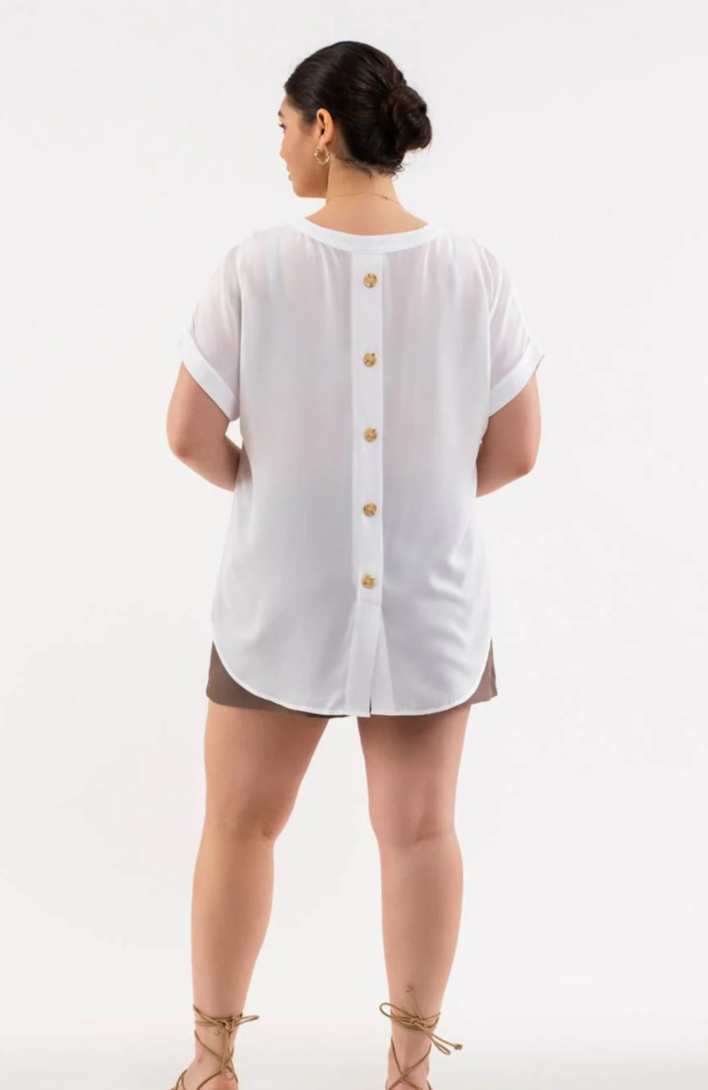 Plus Size Split Neck Front Pocket Top