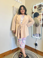 Plus Size Drape Front Jacket With Belt