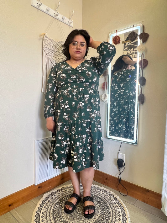 Plus Size Ruffled Floral Midi Dress