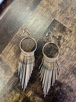 Faux Gold Fringe Circle Earrings