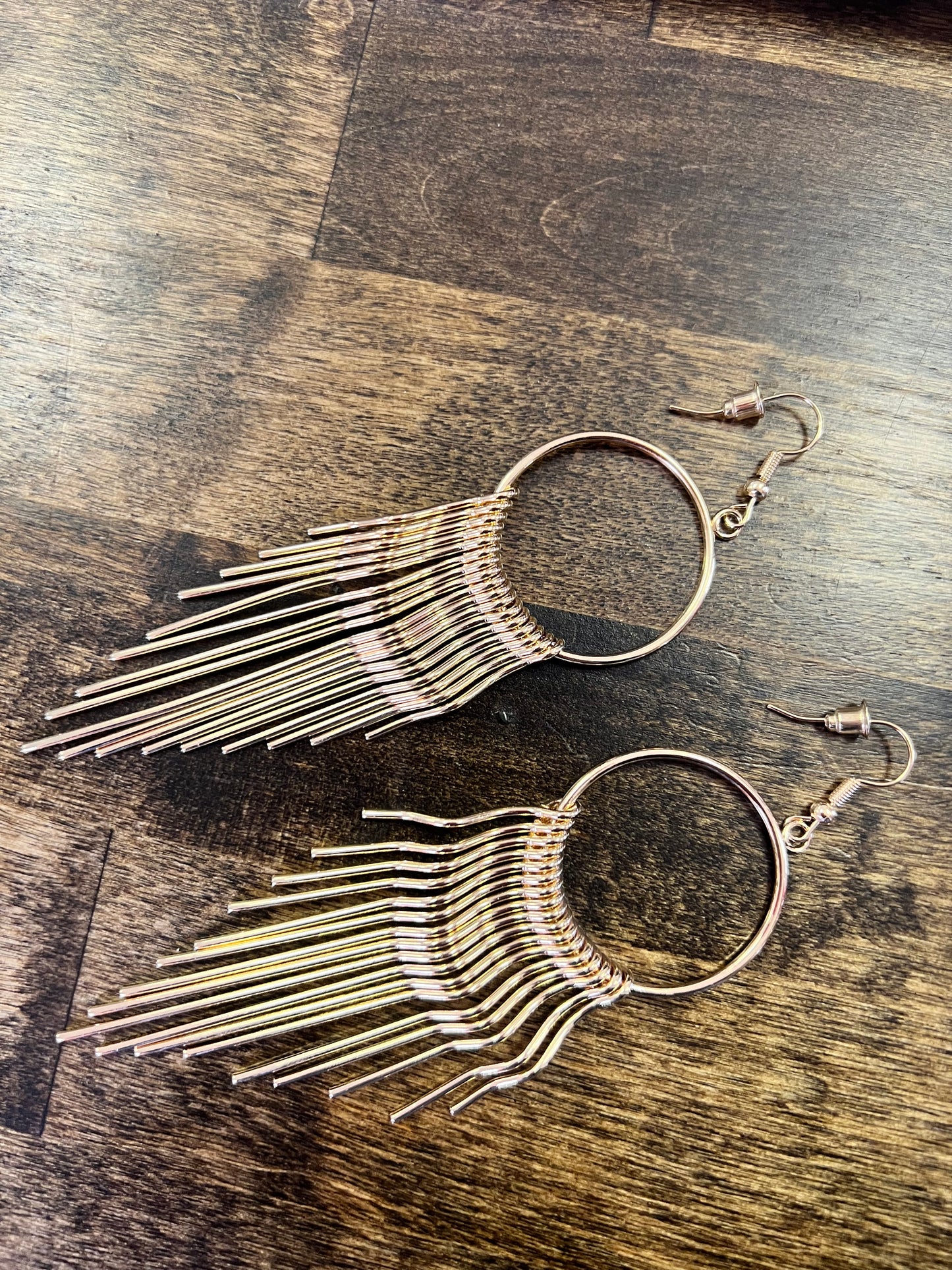 Faux Gold Fringe Circle Earrings