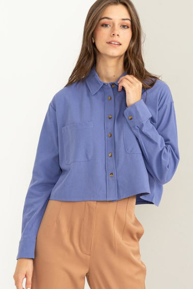 Chic and Simple Cropped Twill Shirt