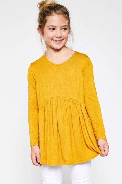 Girls Solid Baby Doll Top