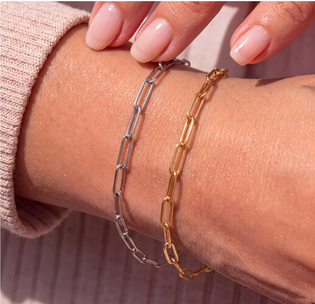 18K Gold Plated Paperclip Chain Bracelet