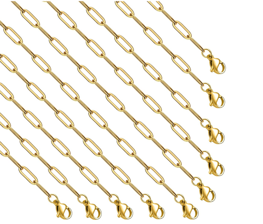 18K Gold Plated Paperclip Chain Necklace | 18" Adjustable