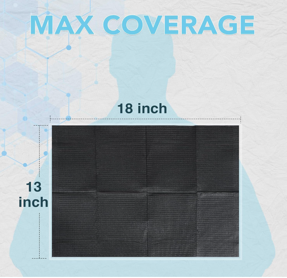 160 Pack Black Disposable Dental Bibs 3-Ply Waterproof