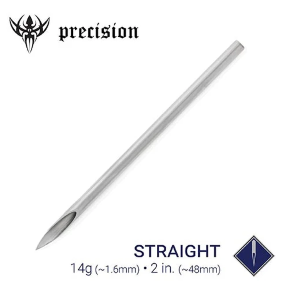 14g Sterilized Coated 2" Body Piercing Needles — Box of 100
