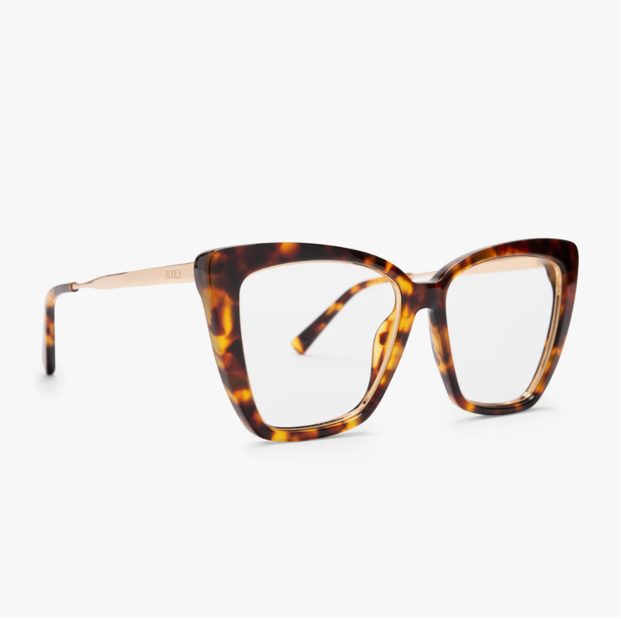 DIFF Eyewear Becky IV Amber Tortoise Blue Light Technology Glasses