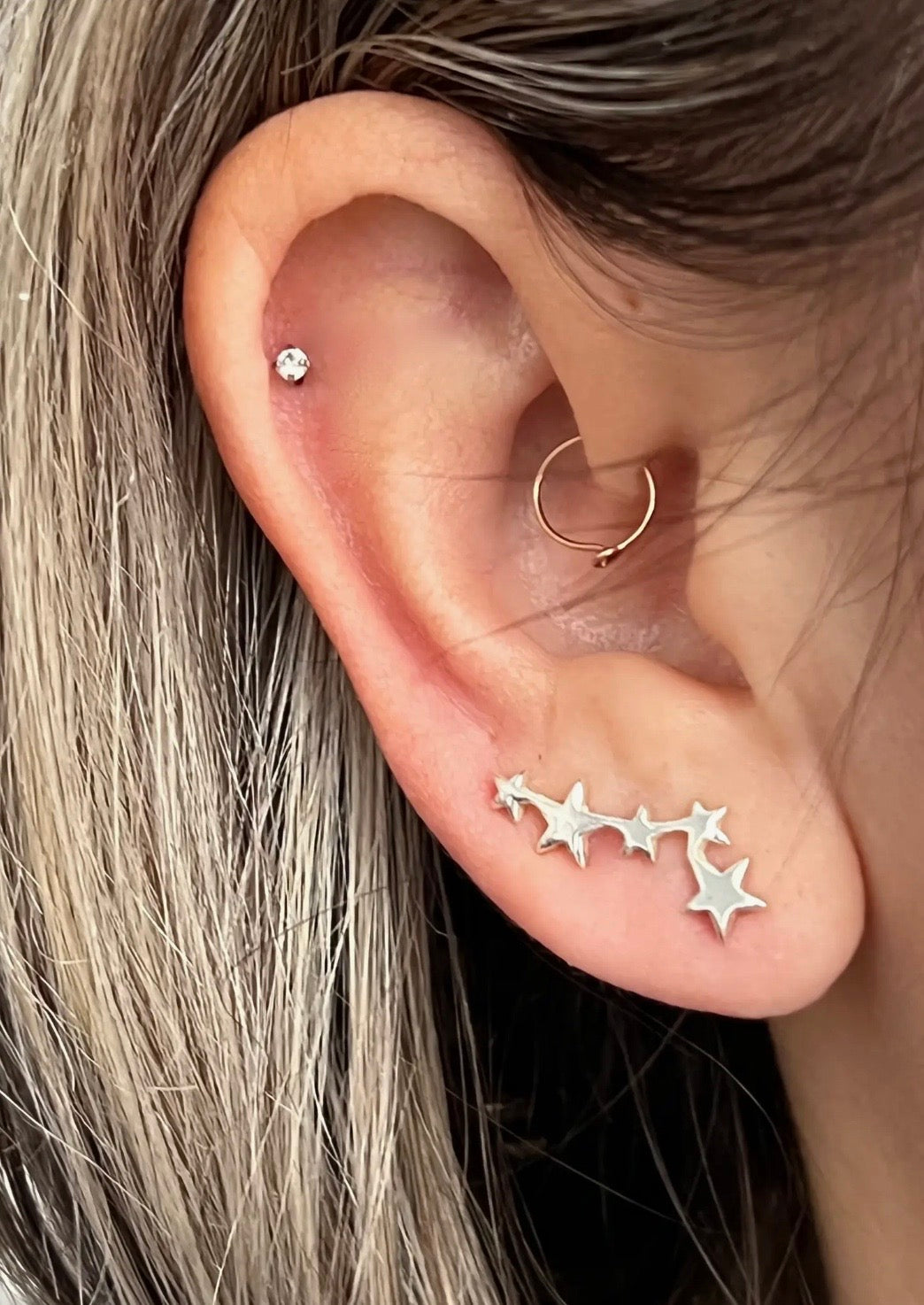 Tiny Stars Sterling Silver Ear Climber.