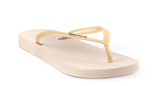 IPanema Ana Beige/Gold Flip Flops.