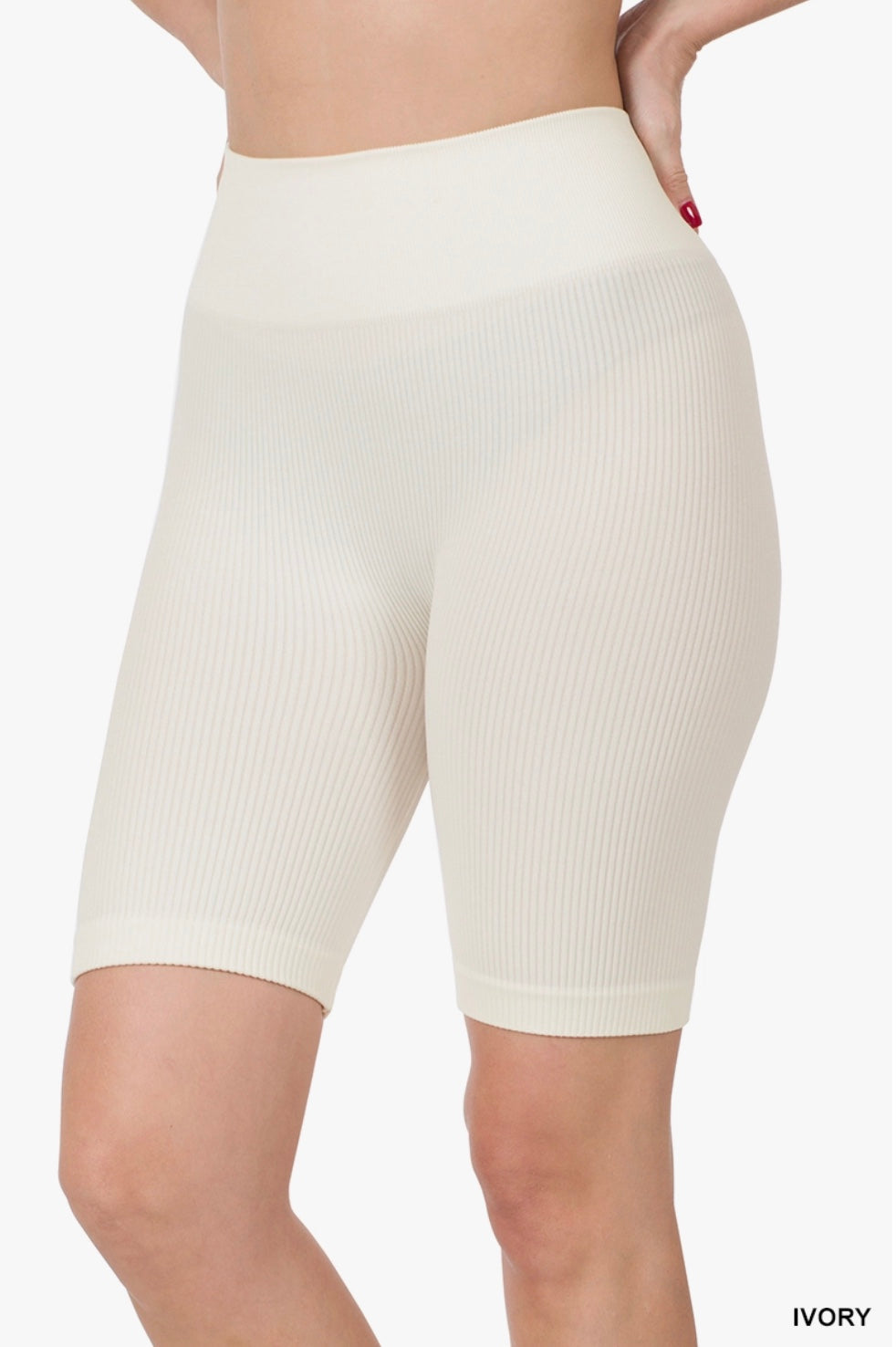 Seamless Ribbed High Waist Biker Shorts.