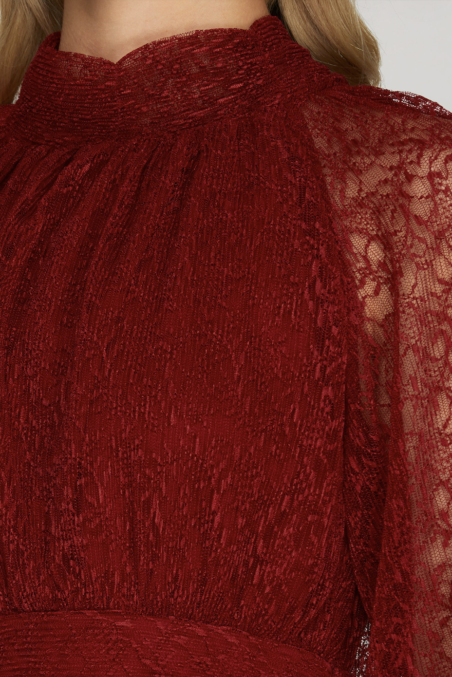 Romantic Lace High Neck Tie Blouse