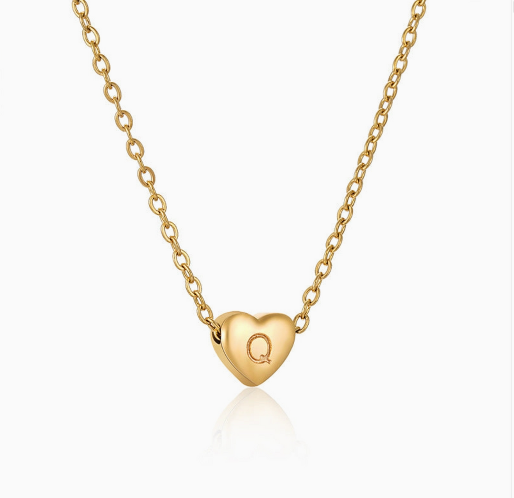 Heart-shaped Alphabet Pendant Necklace
