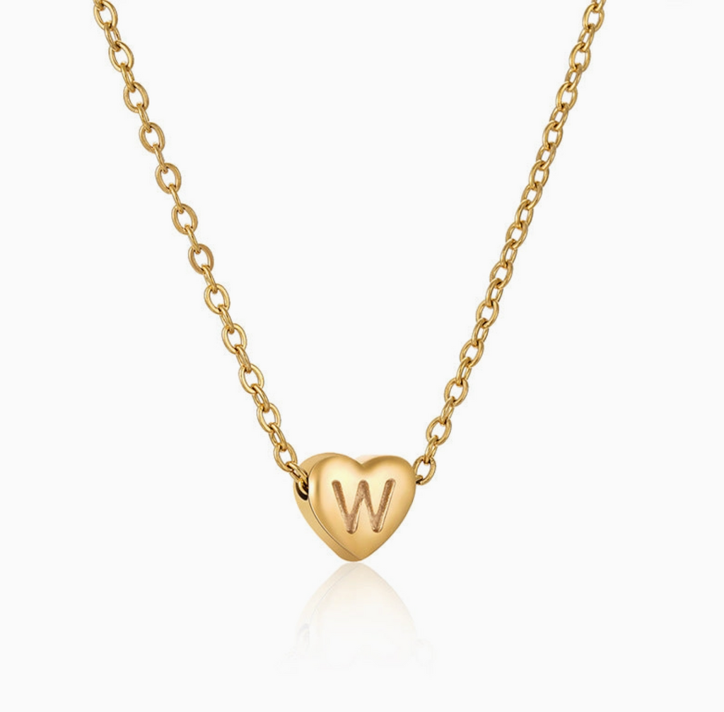 Heart-shaped Alphabet Pendant Necklace