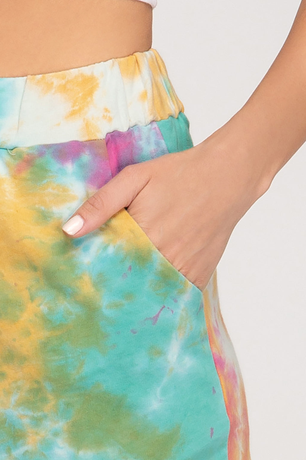 Tie Dyed Light Weight Terry Shorts w/Waist Tie