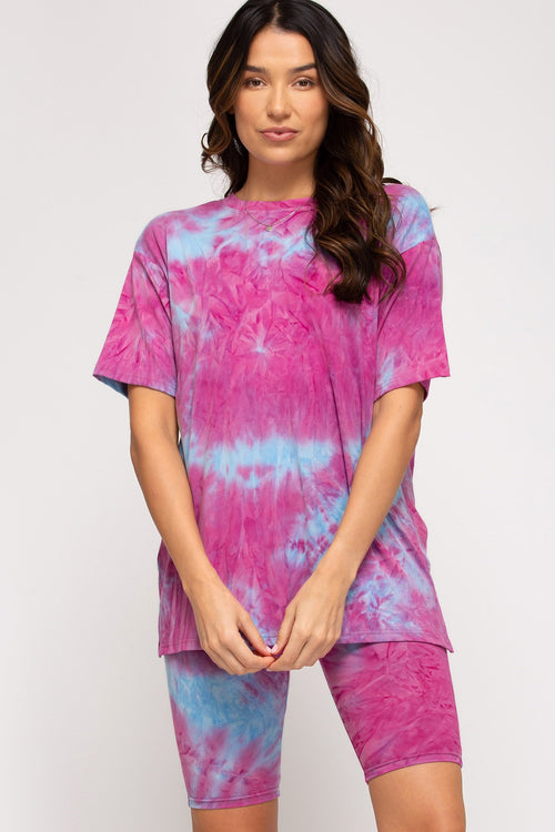 Short Sleeve Tie Dyed Knit Top