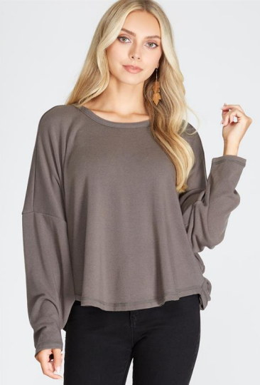 Long Batwing Sleeve Knit Top