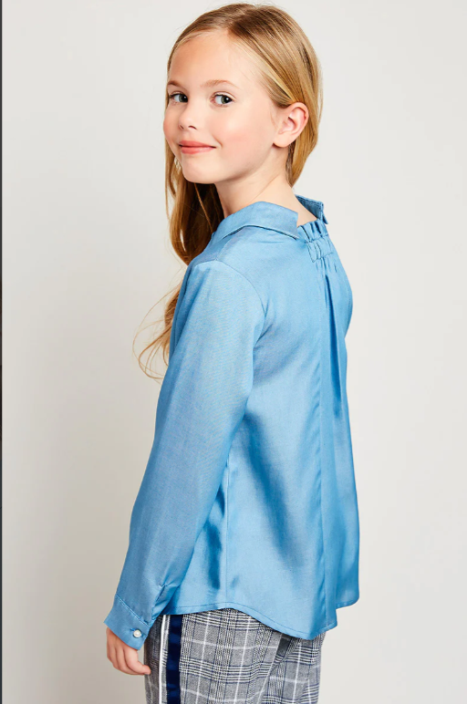 Girls Pearl Button Down Shirt.