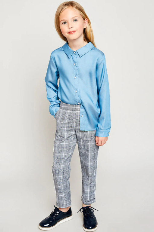 Girls Pearl Button Down Shirt.