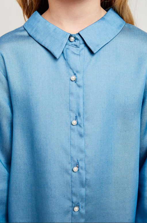 Girls Pearl Button Down Shirt.