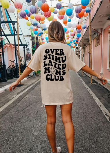 Overstimulated Moms Club Graphic Tee.
