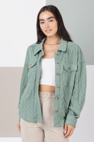 Cable Knit Casual Shacket Jacket