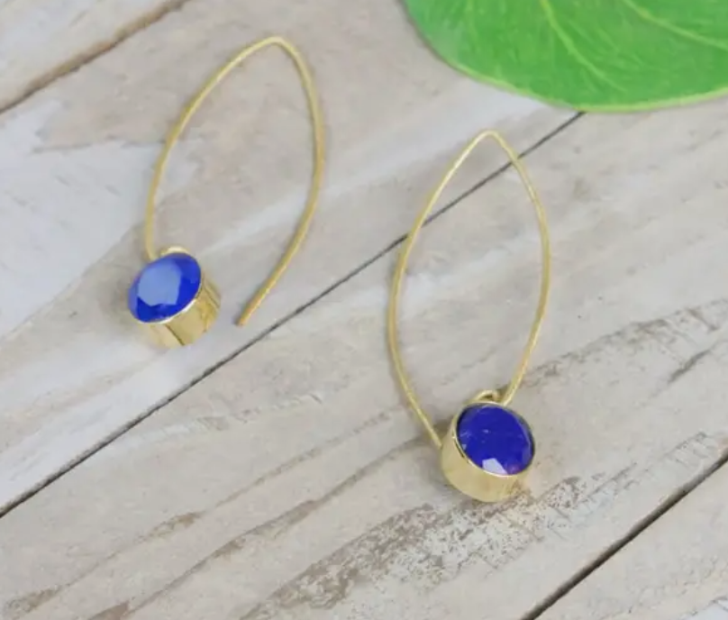 Brass Stone Drop Earring.