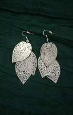 Faux Silver Leaf Dangle Earrings