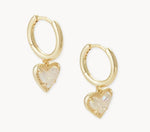 Ari Heart Gold Huggie Earrings in Iridescent Drusy