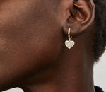 Ari Heart Gold Huggie Earrings in Iridescent Drusy