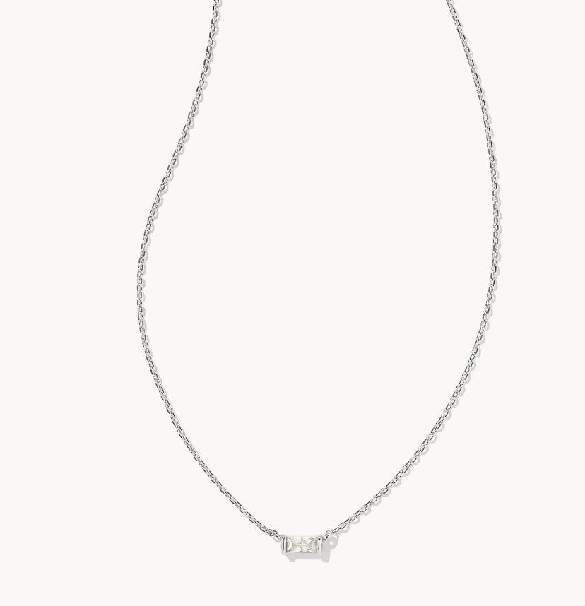 Juliette Pendant Necklace in White Crystal