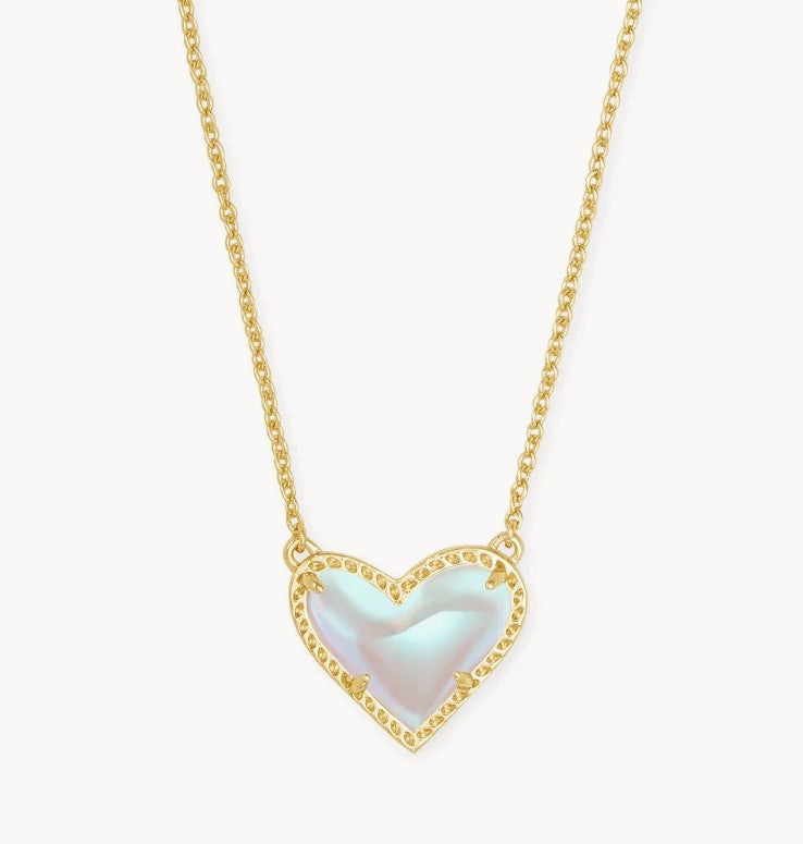 Ari Heart Gold Pendant Necklace in Dichroic Glass