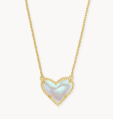 Ari Heart Gold Pendant Necklace in Dichroic Glass