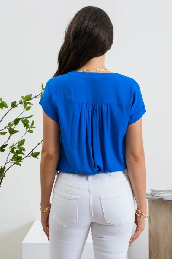 Short Roll Sleeve Button Down Shirt