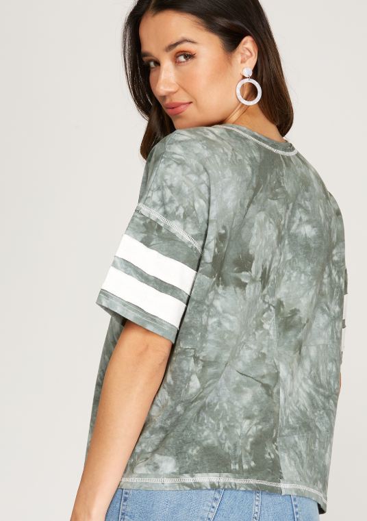 Short Sleeve Tie Dyed Print Top