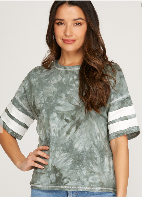 Short Sleeve Tie Dyed Print Top
