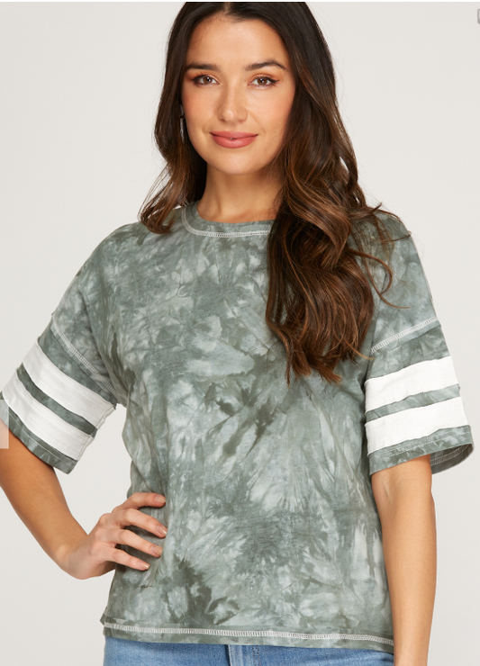 Short Sleeve Tie Dyed Print Top